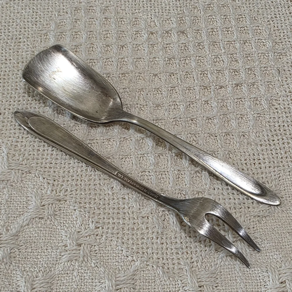 Vintage Meridian Silverplate Co FIRST LADY Serving Spoon Shovel and Fork Set